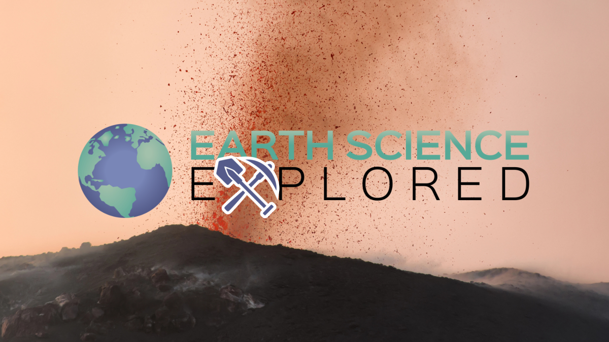 Earth Science Explored logo from Journey Homeschool Academy over erupting volcano — faith-based homeschool earth science program