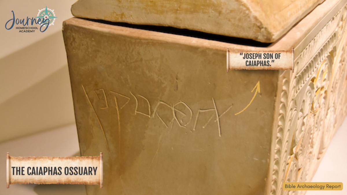 The ornate Caiaphas Ossuary inscribed “Joseph son of Caiaphas,” archaeological evidence of the high priest from Jesus’ trial.